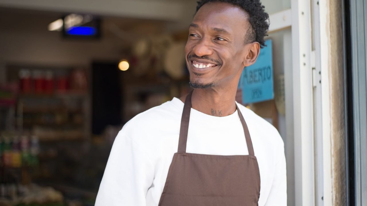 Local small business owner at the storefront