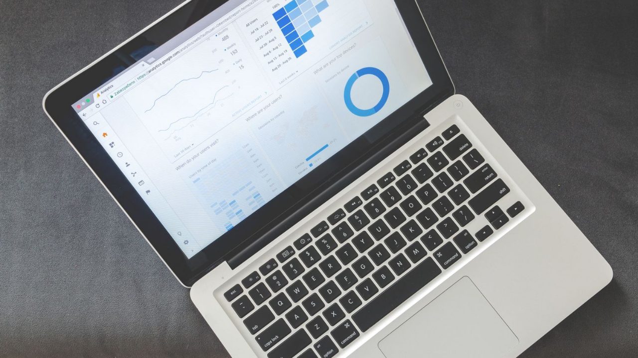 Data visualization mapping site links on a laptop