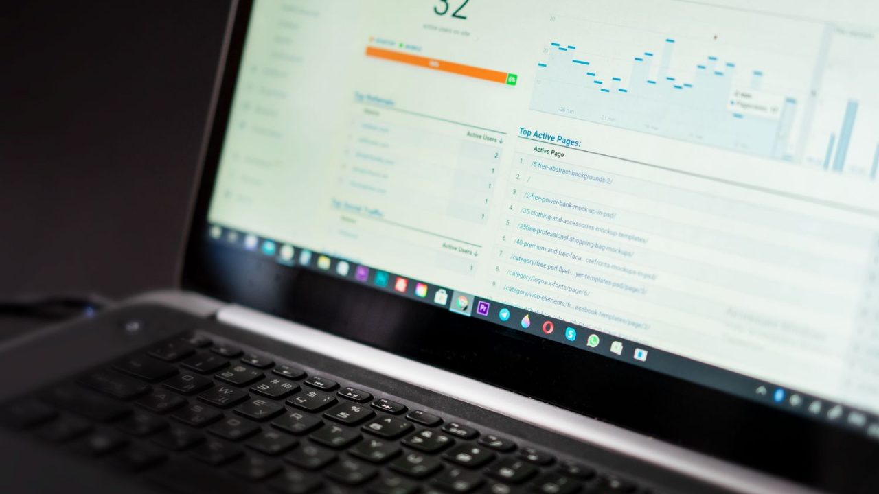 Analytics dashboard used for keyword research
